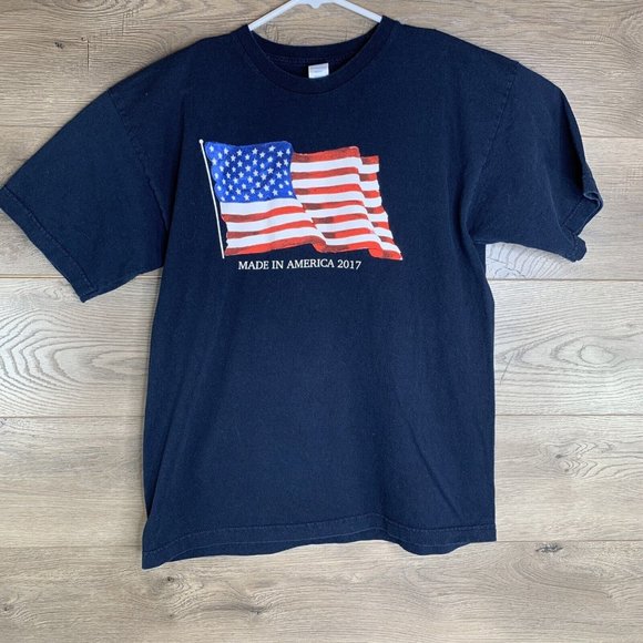 American Other - Made in the USA Tag T-Shirt Men's L Black Tee American Flag Made In America 2017
